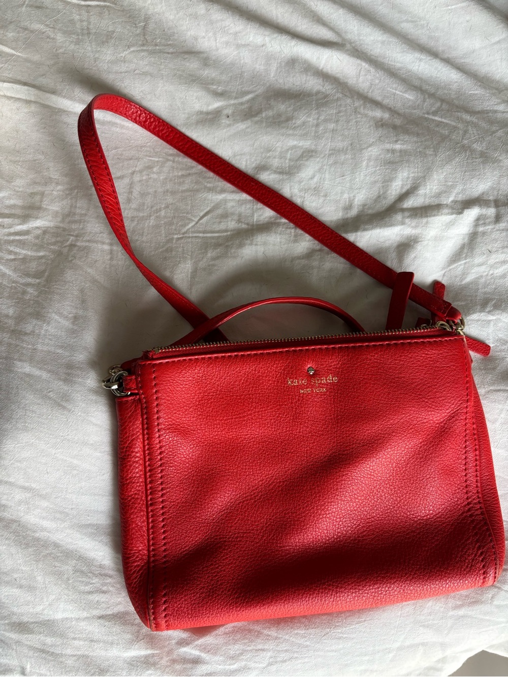 kate spade Red Pebbled Leather Crossbody Bag